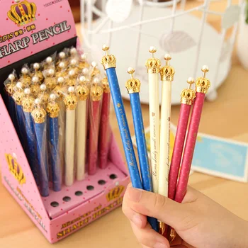 

1pcs/0.5mm Cute Kawaii Metal Crown Ballpoint Pen Dot Ball Point Pens for Writing Stationery School Office Supplies 3color random