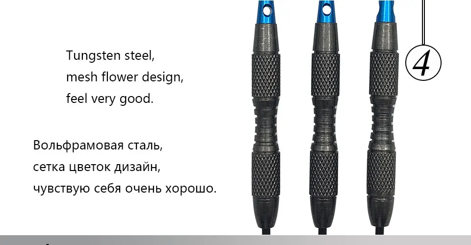 Easytoday 3Pcsset Professional Steel Tip Darts Standard Hard Type Tungsten Darts Set Aluminum Blue Shafts Darts Flights Games (4)