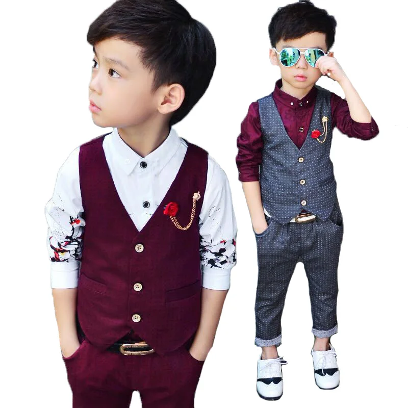 

Children Wedding Formal Clothing Sets Flower Boys Vest Pants 2PCS Outfits Kids Tuxedo Fashion Party Performance Clothing Sets