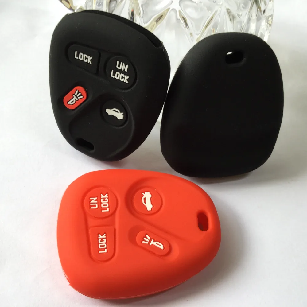 4 Buttons Key Fob Cover Jacket Silicone Key Protector Case For GMC