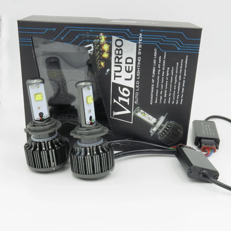 Популярный комплект для автомобильных светодиодных фар H7 V16 Turbo 7200LM H1 H3 H8 H9 H10 H11 9005