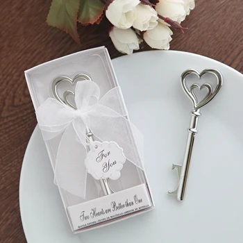 

Double Heart Wine Bottle Opener in gift box wedding party favor gift guest present