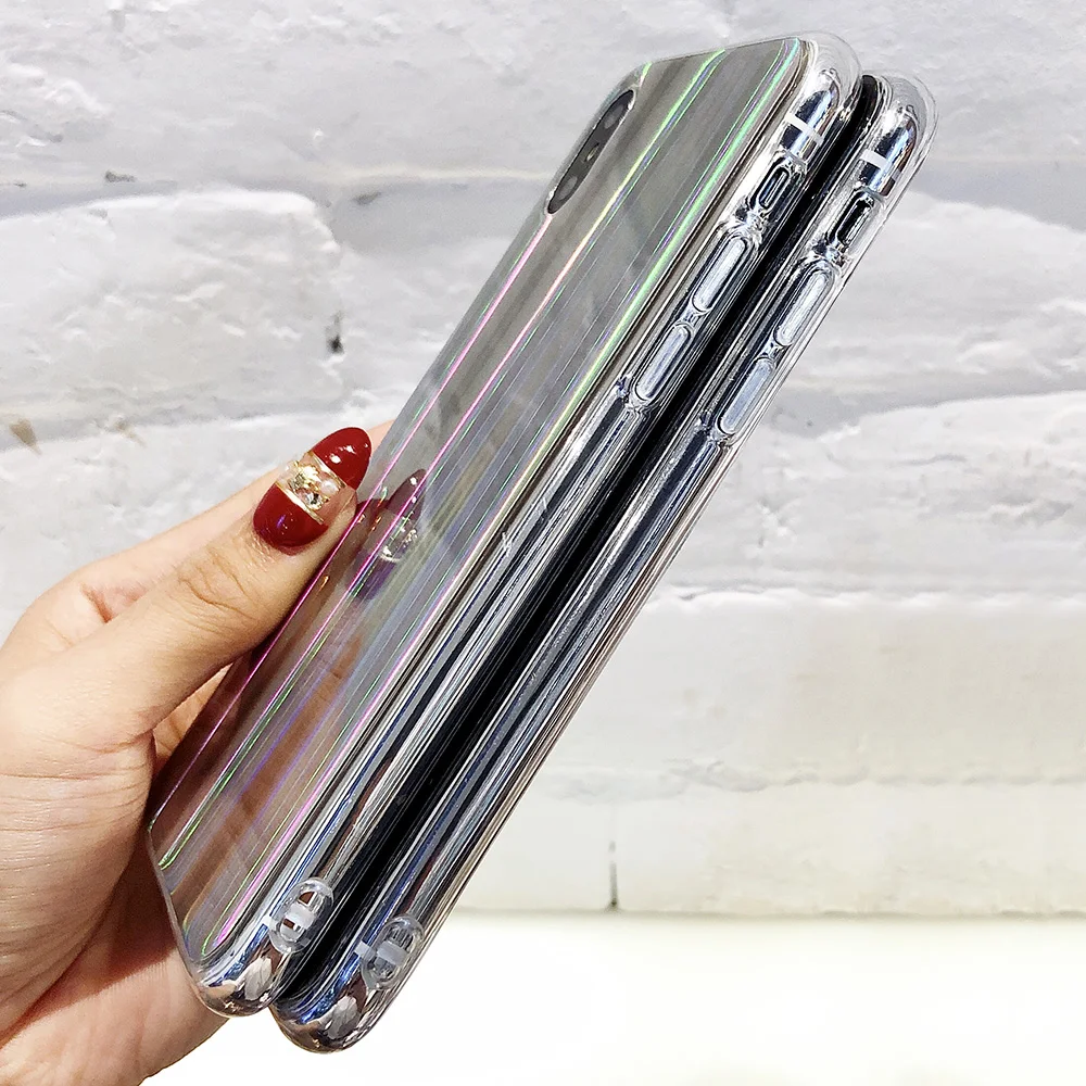 KIPX1122_6_JONSNOW Aurora Shining Laser Phone Case for iPhone 6 6S 7 8 Plus X XS XR XS Max Glossy Soft Silicone Case Back Cover Capa Coque Fundas