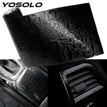 YOSOLO Interior automotriz pegatinas etiqueta engomada del coche de la película de simulación de cocodrilo estilo Interior de cuero calcomanías 150*10cm