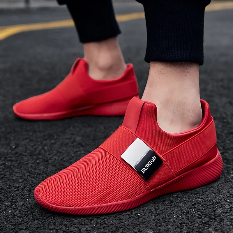 

2019 Summer New Arrival Fashion Men Casual Shoes Red Breathable Men Shoes Lightweight Comfortable Men Zapatillas Hombre 39-46