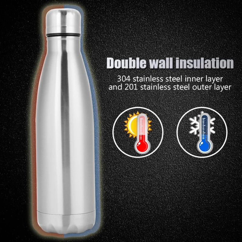 750 مللي مياه الفولاذ غير القابل للصدأ زجاجة ترموس تفريغ طبقة واحدة رجاجات طبخ طبقة واحدة الفولاذ المقاوم للصدأ زجاجة رياضية
