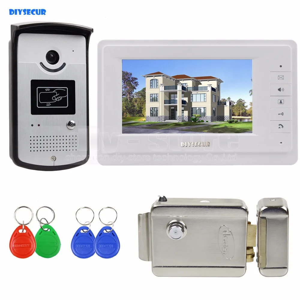 DIYSECUR 7-дюймовый цветной видеодомофон 700TVL светодиодный радиочастотный брелок