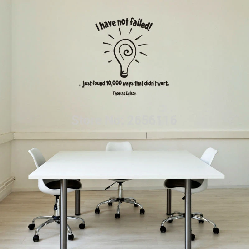 Autocollant Mural En Vinyle Avec Citations Thomas Edison Etiquette Autocollante Je N Ai Pas Echoue Pour La Decoration De La Maison Et Du Bureau Aliexpress