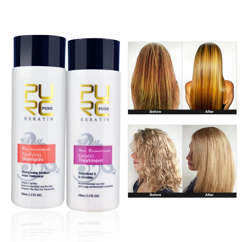 

PURC Straightening hair Repair and straighten damage hair products Brazilian keratin treatment + purifying shampoo PURE 11.11