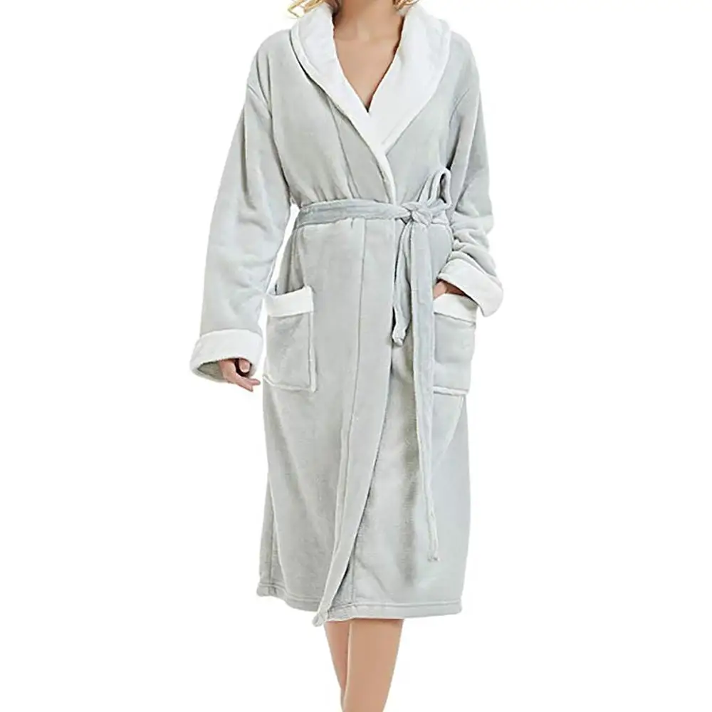 Хлопок, женская одежда для сна, Зимние халаты, пижама с капюшоном, длинная плюшевая шаль, халат с длинными рукавами, пальто, пижама Mujer - Цвет: E
