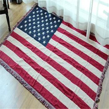 

Home Decor Union Jack Tassel Tapestry Cotton&Polyester American Flag Thread Blanket Chair Sofa Floor Bed Cover Bedspread Textile