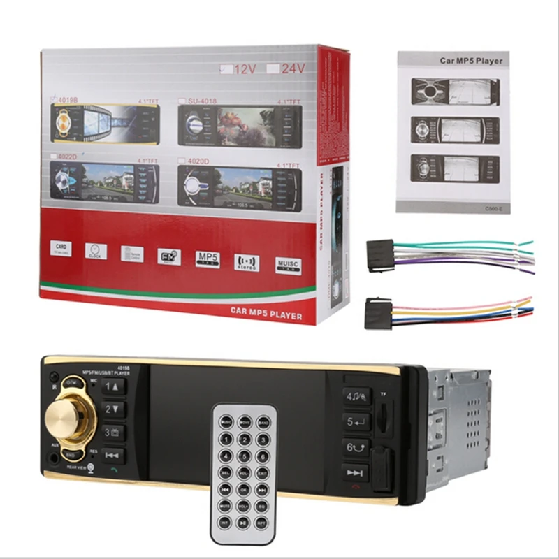 4.1 Inch 1 Din Car Radio Stereo Player MP3 MP5 Car Audio Player with Bluetooth Remote Control USB AUX FM Radio Auto Components