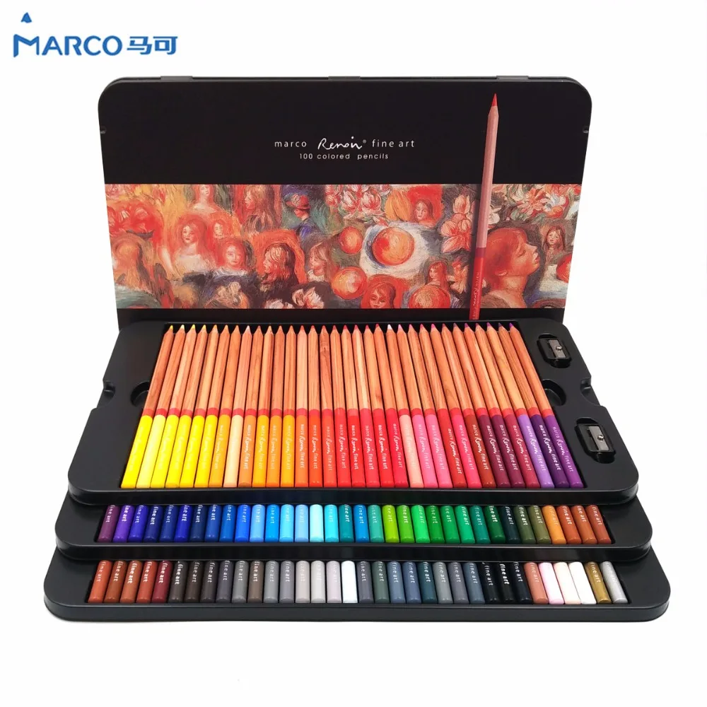 마르코 르누아르 24/36/48/72/100 색상 연필 세트 lapices de colores profesionales 크레용 색칠 그림 연필 세트 도매