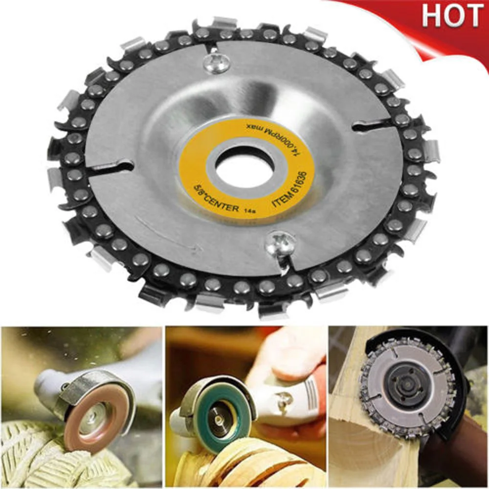 4 Inch 22Tooth Grinder Disc Round Chain Saw Disc Cut Carving Abrasive Wheel Woodcarver For Angle Grinder Sculpting Tool