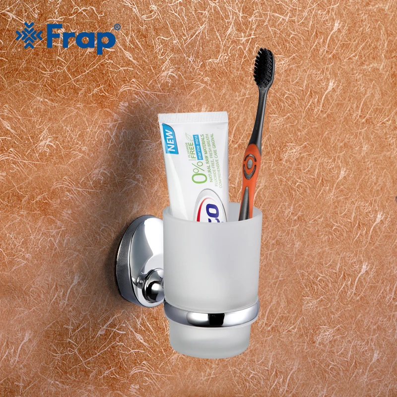 1 set High Quality Wall mount Zinc alloy Glass toothbrush cups Bathroom