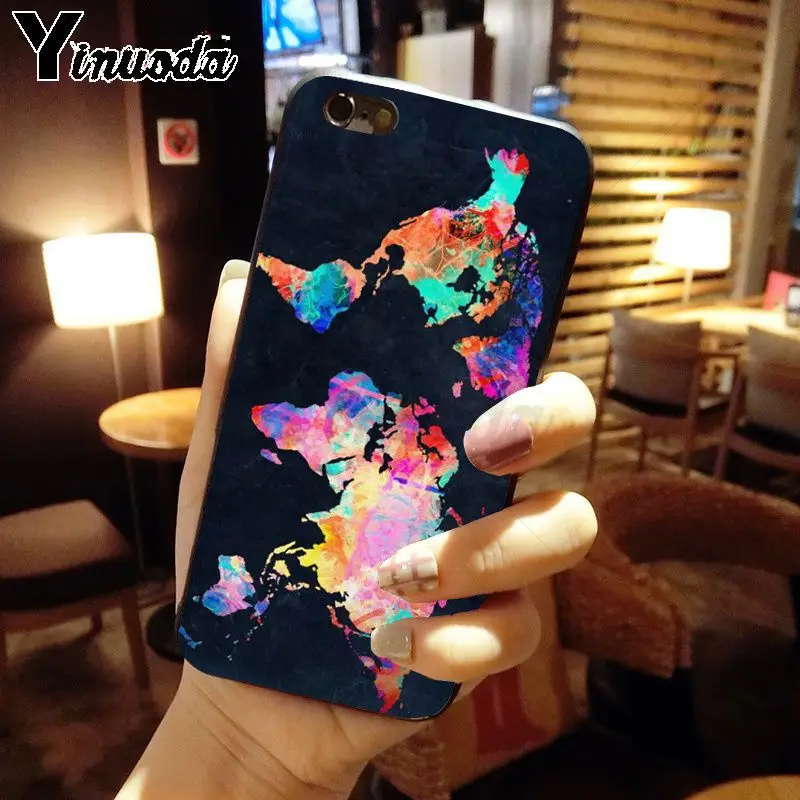 Yinuoda карта мира планы путешествия DIY печать рисунок чехол для телефона iPhone 5 5Sx 6 7plus