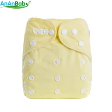 AnAnBaby Solid Color Cloth Diapers 2018 Breathable Baby Nappy Reusable Diaper One Size 0-3 Years A-Series Kawaii Nappies