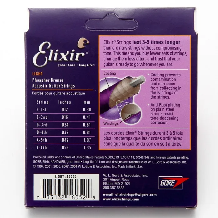 20pcs Set Elixir 16052 Nanoweb Ultra Thin Coating Acoustic Elixir Light Strings With Nanoweb Coating