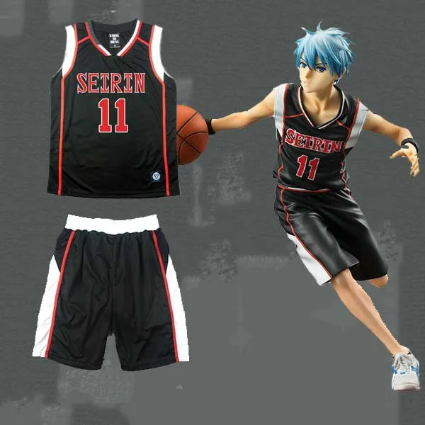 애니메이션 KUROKO 'S BASKETBALL SEIRIN School # 11 Kuroko Tetsuya Black Basketball Jersey Team Uniform Kuroko no Basuke 코스프레 의상