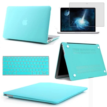 

Turquoise Rubberized hard case keyboard cover 13" inch For New Macbook White A1342 MC516 MC 207 Laptop sleeve case