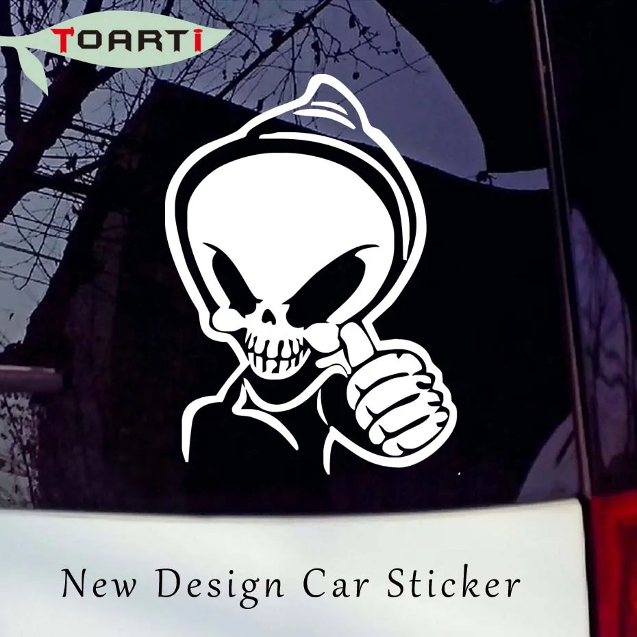 

Carttoon Thumbs Up Skull Capped Car Stickers Creative Vinyl Removable Auto Decals Decor Car Styling Cute Stickers
