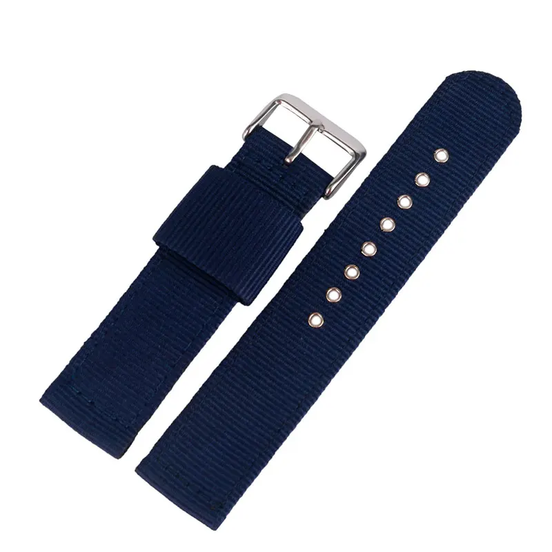 20/22/24mm Nylon Military Watch Strap Wrist Band Blue Outdoor Replacement Soft High Quality Pin
