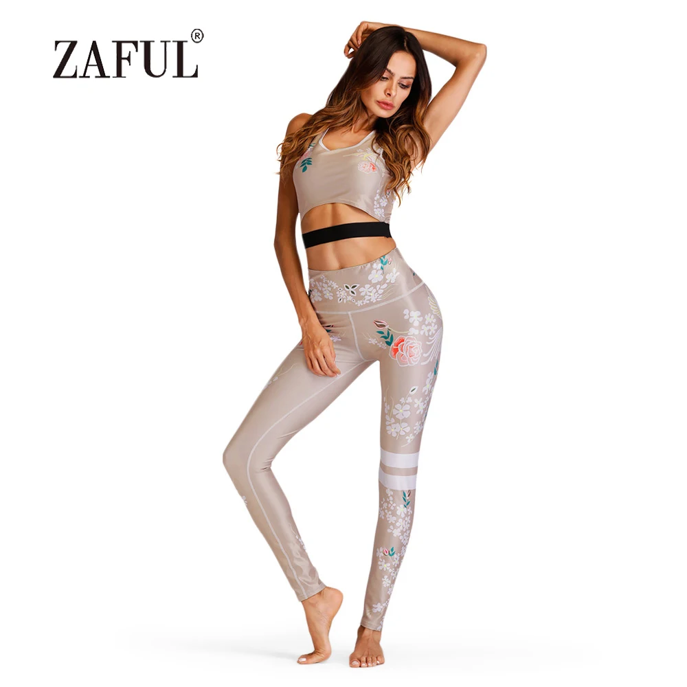 LANGSTAR Yoga Set Suit Women Trendy Round Collar Fitness Wear Ethnic