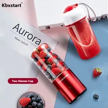 Оранжевый цитрусовый фруктовый Пищевой Мини соковыжималка электрическая Беспроводная USB портативная бутылка с соломинкой Блендер с крышкой двойные стеклянные чашки