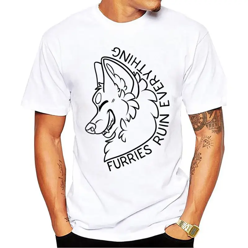 Furries Ruin Everything креативная индивидуальная Мужская футболка с буквенным принтом хлопковая Повседневная футболка с коротким рукавом - Цвет: XQ10845