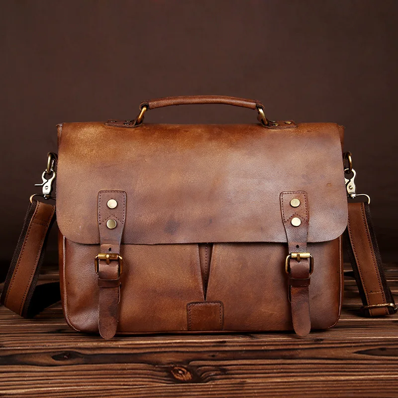 

Hot selling briefcase genuine leather bag for laptop function men's briefcases business handbag messenger shoulder bags A80059