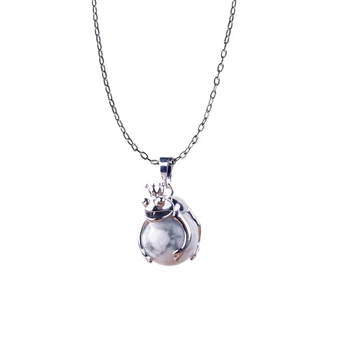 2017 Fashion Natural Stone Necklace Pendant Beautiful Jewelry Natural Lapis Lazuli Frog Ball Round Women Men Pendant Bead