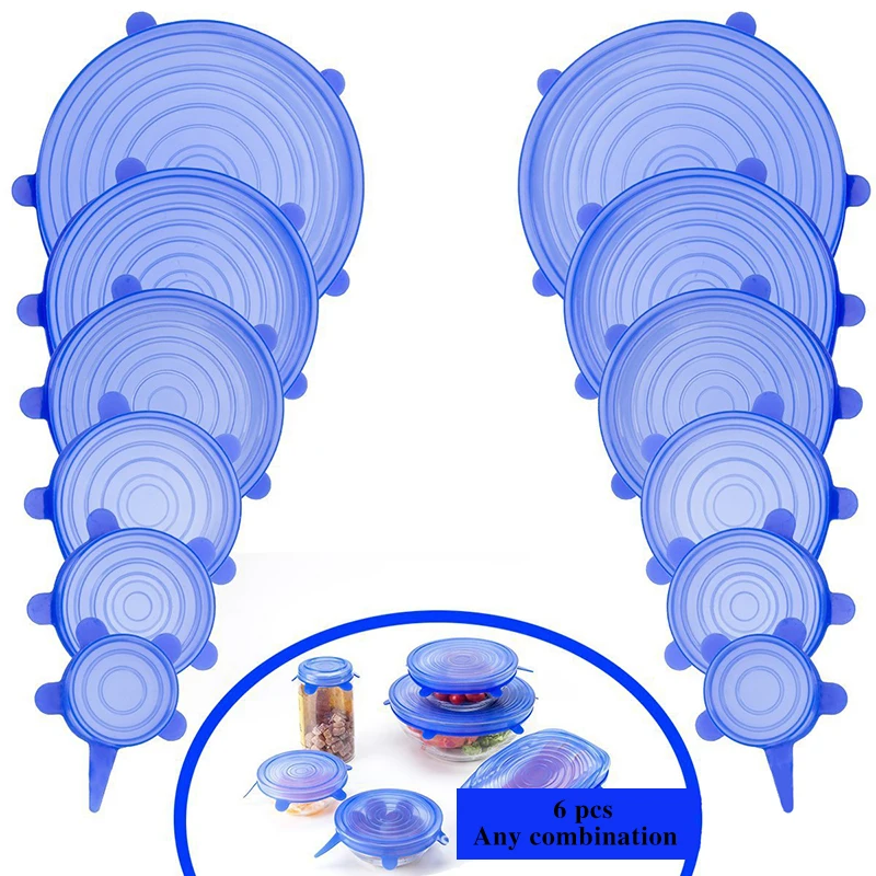 

6pcs/set Silicone Stretch Lids Universal Lid Silicone Food Wrap Bowl Pot Lid Silicone Cover Pan Cooking Kitchen Accessories