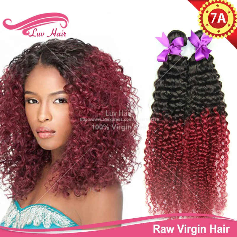 Hot Dark Roots Ombre Weave Brizilian Virgin Hair Curly Weave