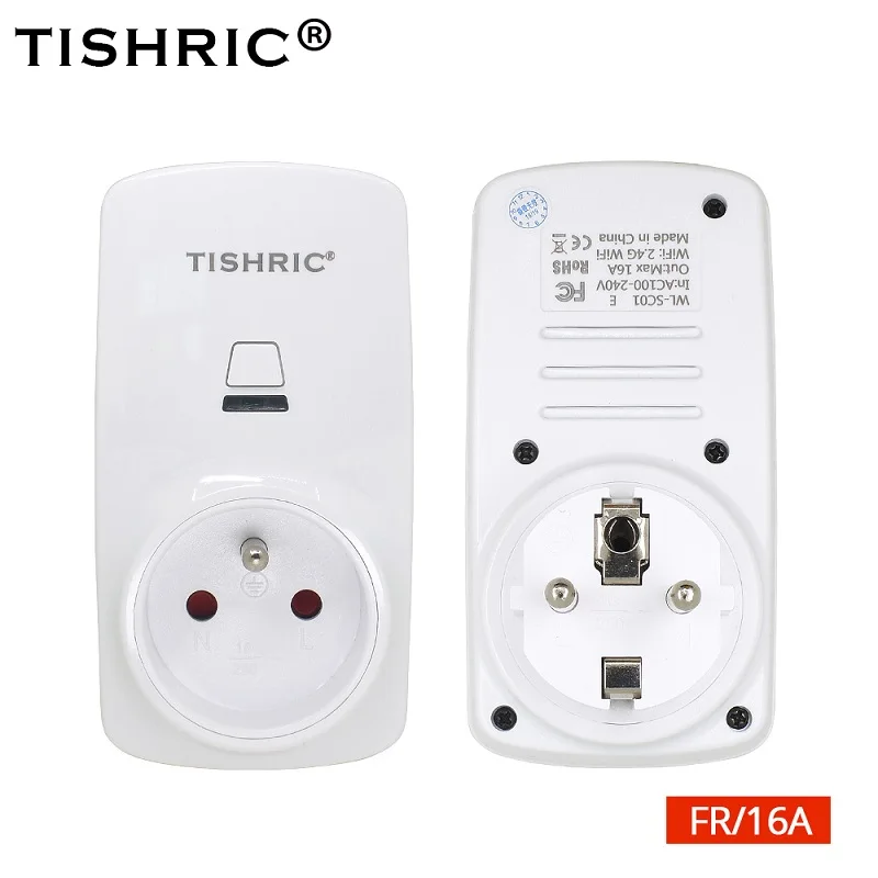 TISHRIC 16A умная розетка с Wi-Fi розетка для управления EU/AU/US/UK/FR розетка с таймером Дистанционное приложение Ewelink Alexa Google home S26 10A 16A - Комплект: TISHRIC 16A FR