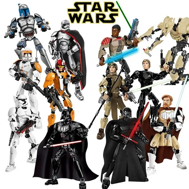 

Star War compatible legoly Figure Building Blocks Jango Fett Darth Vader Rey Ren Luke General Finn Toys for children gifts