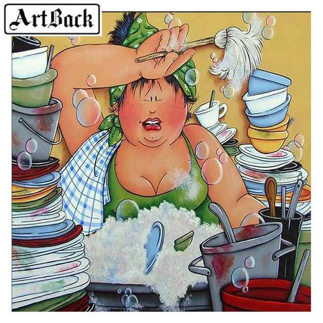 

Sale new 5d diy diamond painting kitchen woman cartoon full square 3D diamond mosaic embroidery home decoration