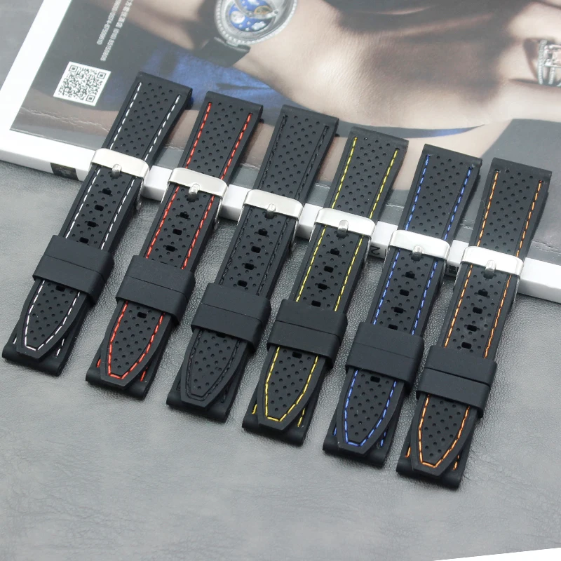 

Silicone strap men 20mm high quality outdoor waterproof soft sports watch with ladies rubber strap buckle accessoriess