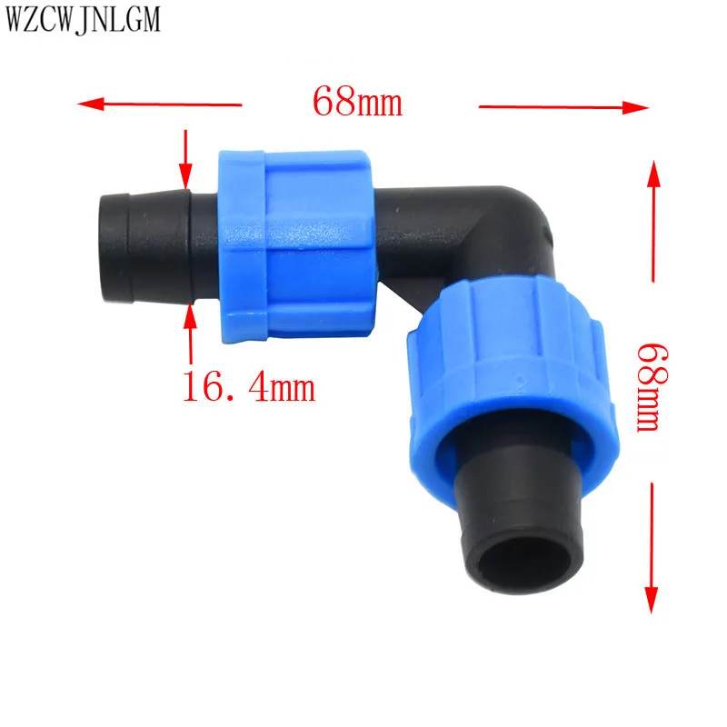 Орошение 5/" капельная лента 16 мм разъем 90 градусов резьбовой замок Пряжка Сад капельного орошения системы аксессуары 2 шт