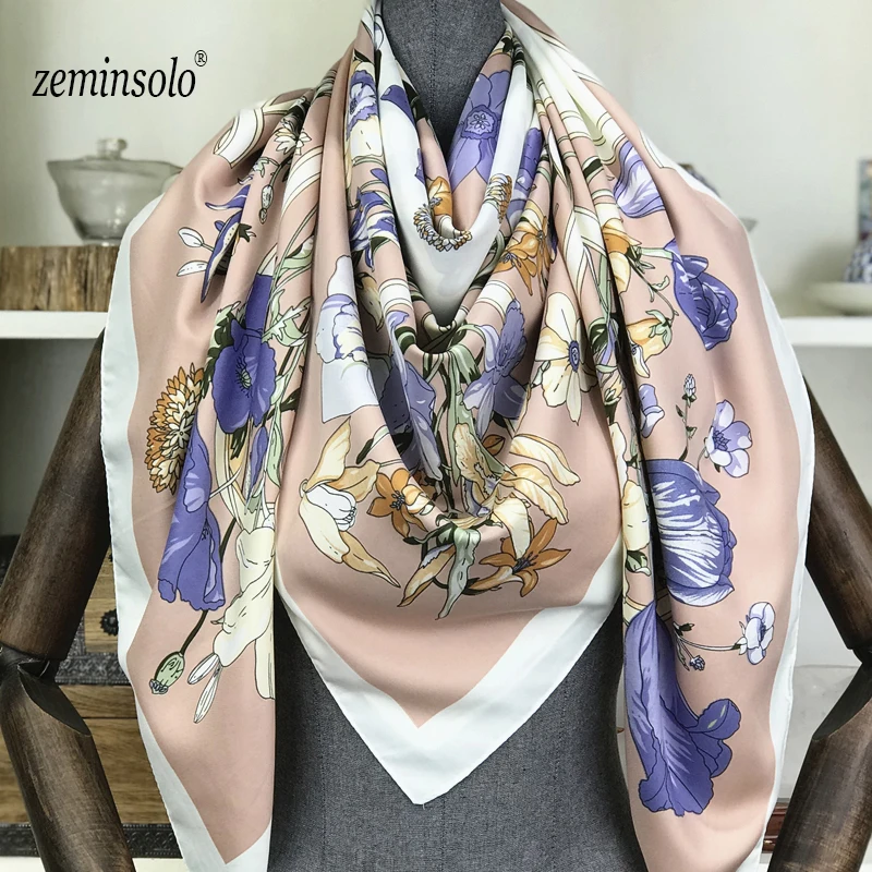 Роскошный бренд шелковый шарф Разноцветные квадратные шарфы Парижский дизайн платок с принтом женская шаль на шею 130*130 см