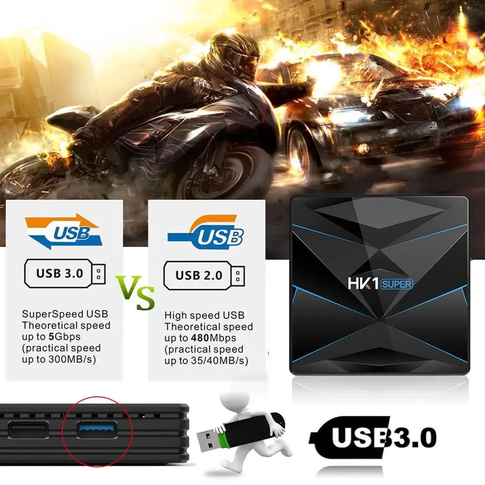HK1 Super Android 9.0 Smart TV BOX RK3318 Quad-Core 4G 64G TV Box Google Assistant 4K 3D Utral Wifi USB3.0 HK1 super Set top Box