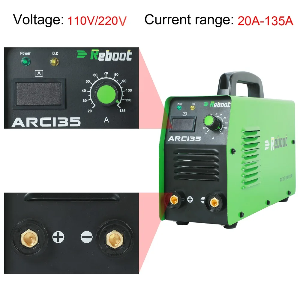 Дуговой сварочный аппарат ARC135 DC 110 В/220 В MMA ИНВЕРТОР ДВОЙНОЙ вольт инструмент сварочный аппарат Мини Портативный 1/16~ 1/8 дюйма электрод палка сварочный аппарат