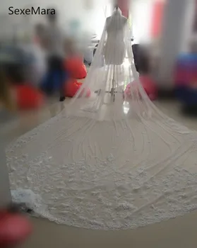 

100% Real Picture High Quality Wedding Veil Cathedral Length 3 Meters Long Netting Elegant Brides Veil with Comb