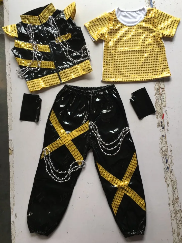 Boy's Jazz Dance Costume Set New Kids Sequin Top & Harem Pants Sets Fashion Mordern Children Hip Hop Clothing