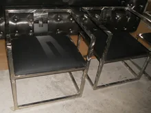 Cuero de vaca genuino silla / cuero real / ocio / silla de sala de estar muebles para el hogar de estilo post moderno marco de acero inoxidable