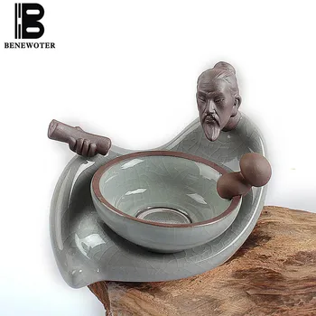 

BENEWOTER Creative Boutique Tea Set Filter Tea Pet Ceramic Porcelain Ice Crack Kiln Tea Pet Kung Fu Infuser Strainer Ornament