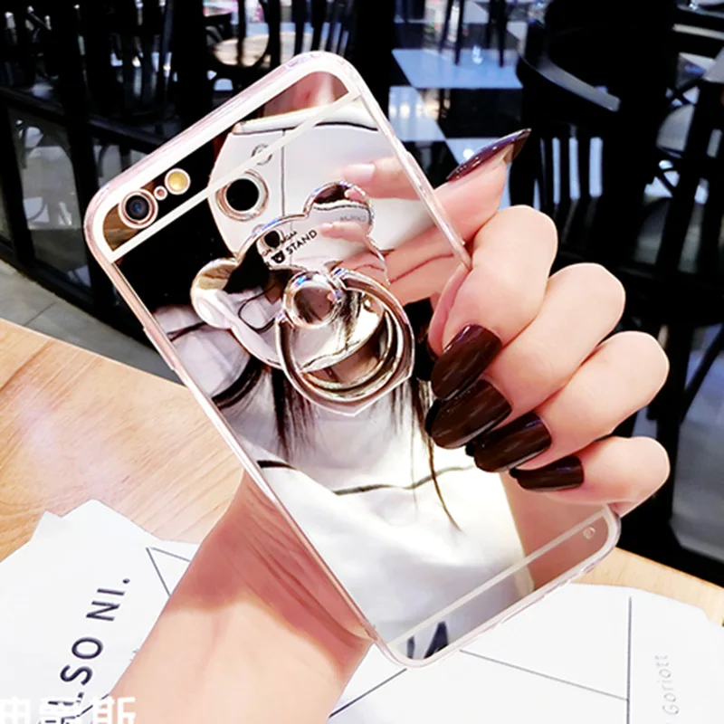 LOVECOM Мода кольцо кронштейн держатель стенд зеркальный чехол для samsung S10 S9 S8 плюс A50 A70 M10 Примечание 10 9 8 мягкий чехол на заднюю панель телефона