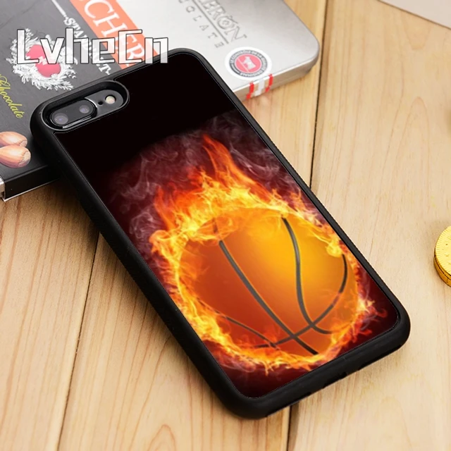 Новый чехол LvheCn для баскетбола с эффектом пламени iPhone 5 6 s 7 8 plus 11 12 Pro X XR XS Max Samsung