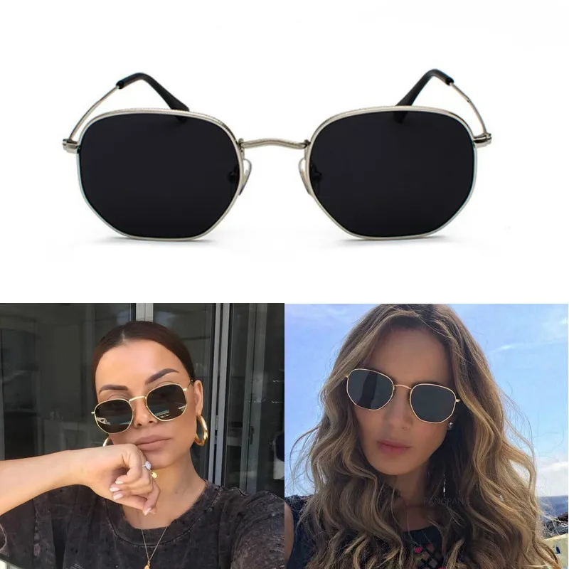 Шестигранные солнцезащитные очки для женщин, фирменный дизайн, маленькие квадратные солнцезащитные очки для мужчин, металлическая оправа, очки для вождения, рыбалки, Zonnebril Mannen