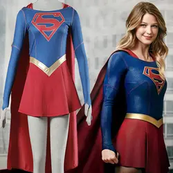 Костюм Supergirl супергероев Marvel серии Superwoman Косплэй нарядное платье костюмы на Хэллоуин для взрослых для женщин; Большие размеры