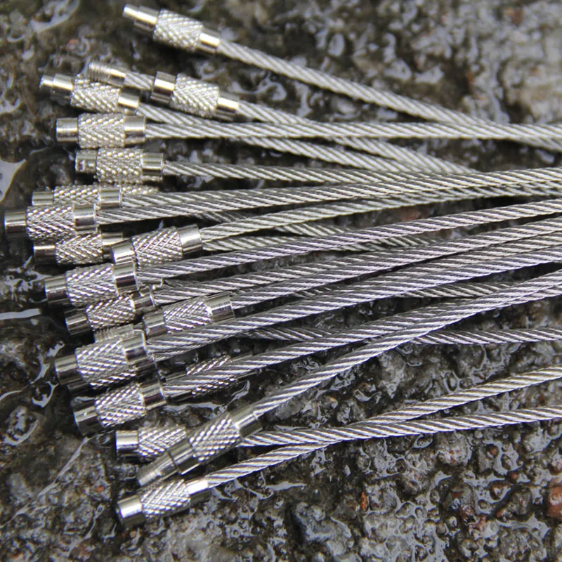 

10pcs/lot Outdoor Camping Edc gear Multifunctional Wire Rope Key Ring & Stainless Steel Wire Chain Key Ring Edc Tool GS-0004